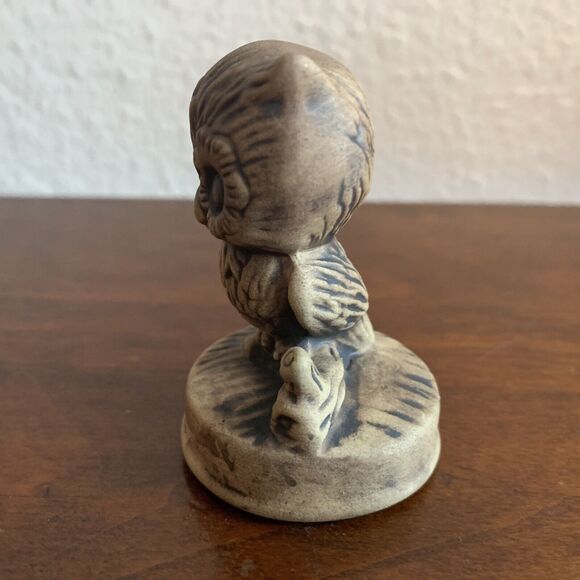 Vintage Mini Owl On A Log Ceramic Figure Brown Fall Decor 2.5” Tall - Picture 4 of 6